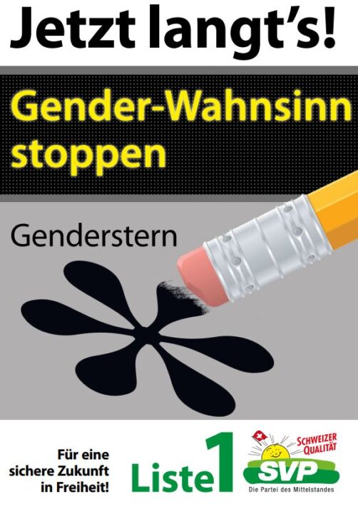 SVP Kanton Zürich GenderWahnsinn stoppen